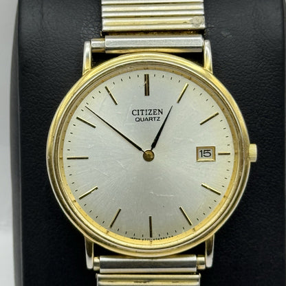 33mm Working Vintage Unisex Citizen Gold Plate Date Dial Expandable Quartz Watch