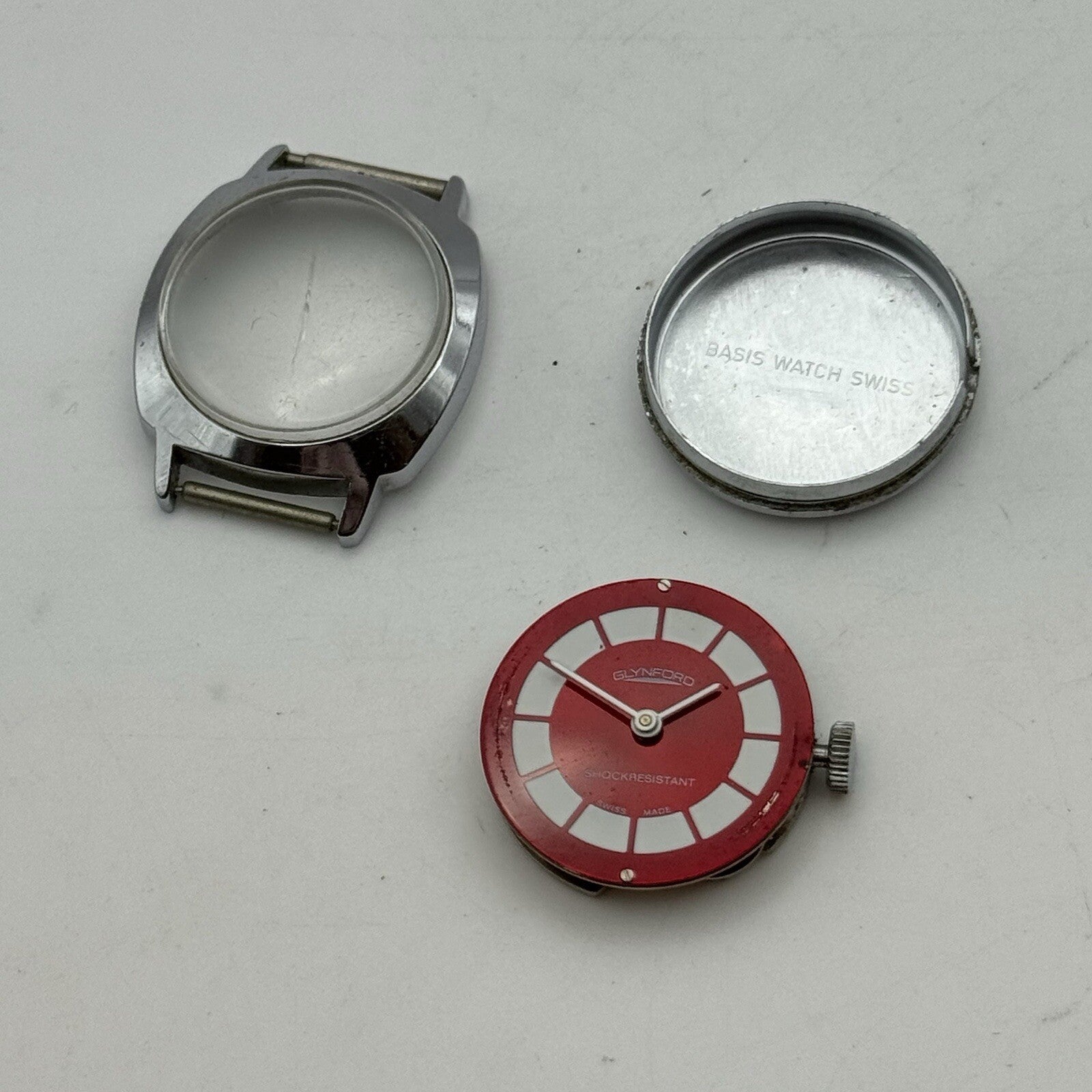 26mm Ladies Manual Wind Glynford Basis Red DialSwiss Watch FOR PARTS TO RESTORE