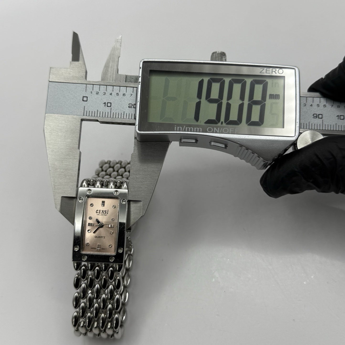 19mm Working Ladies Censi Collection Silver Tone Japan Quartz Watch 6.75 Inches