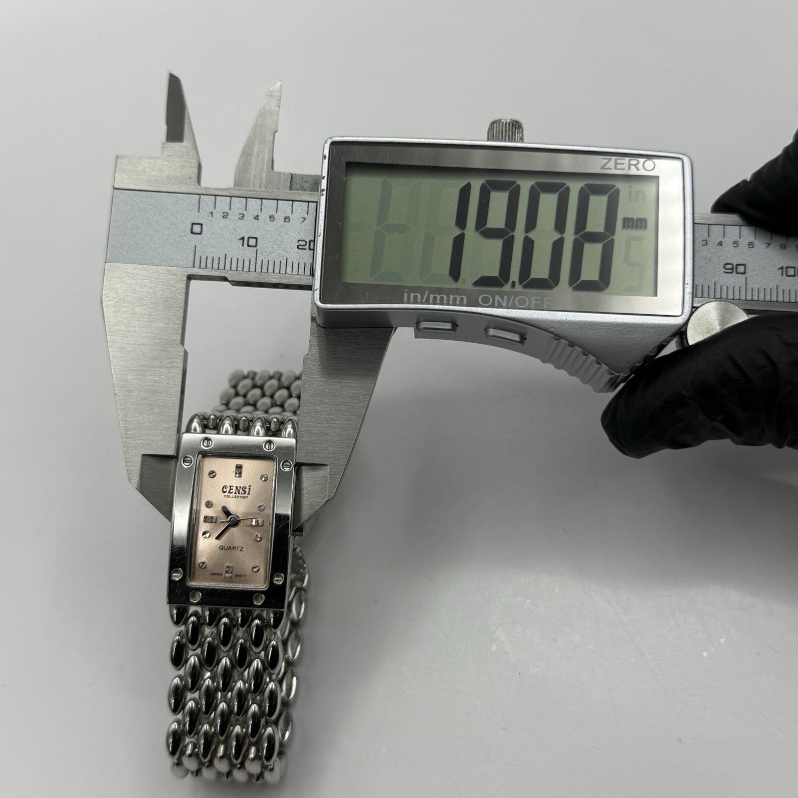 19mm Working Ladies Censi Collection Silver Tone Japan Quartz Watch 6.75 Inches