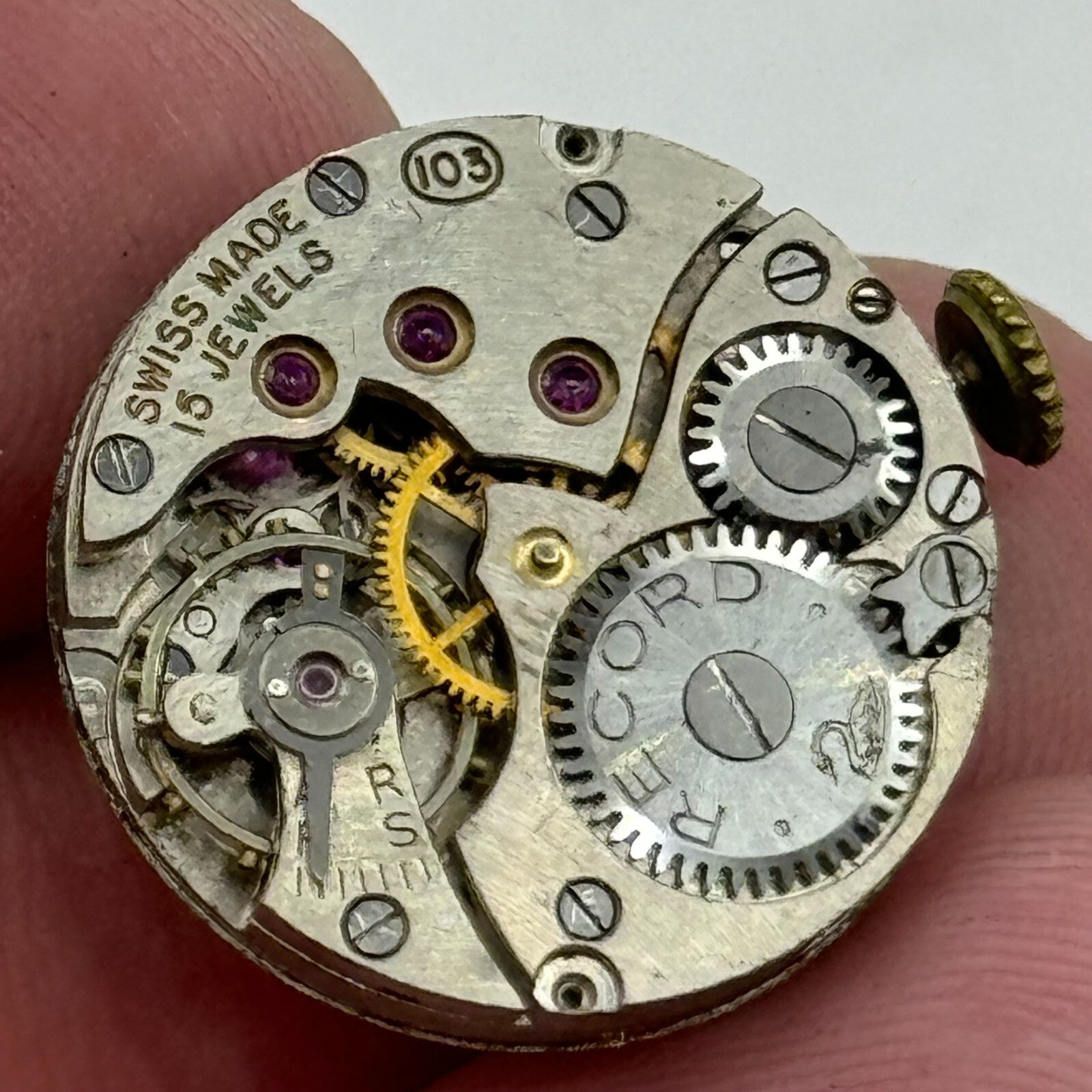 19.7mm Running H Samuel Record Cal 103 Manual Wind Watch Movement PARTS SPARES