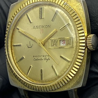 35mm Vintage Gents Aseikon 23 Colombo Style Day Date Watch Head TO RESTORE