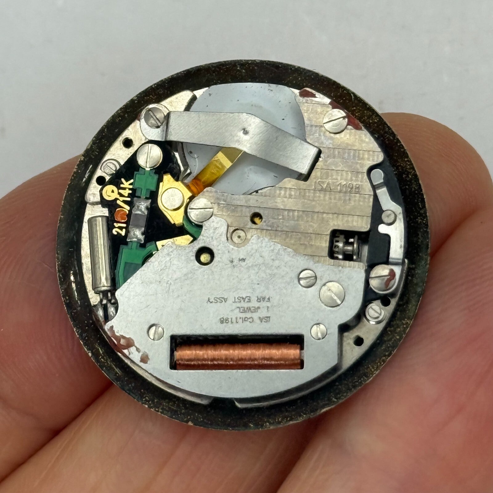 25.7mm Vintage Marvin Revue ISA Cal 1198 Date Dial Quartz Watch Movement PARTS