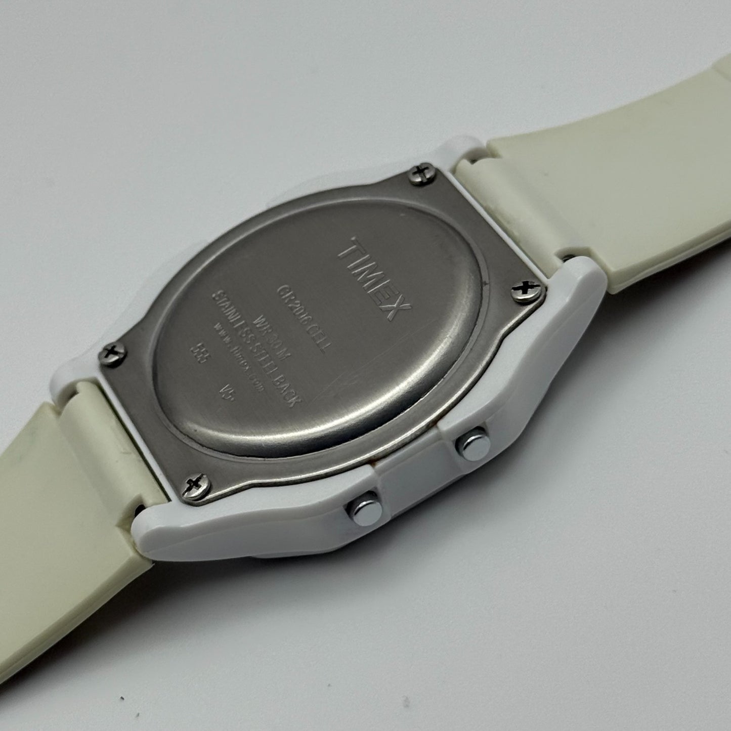 Timex Indiglo Digital Quartz Watch Piano Strap White Black Strap Working 34mm