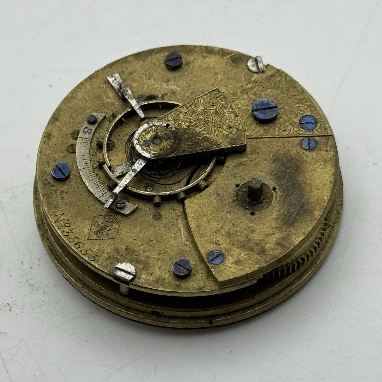 42.8mm Lancashire Watch Co Prescott Trademarked Pocket Watch Movement FOR PARTS