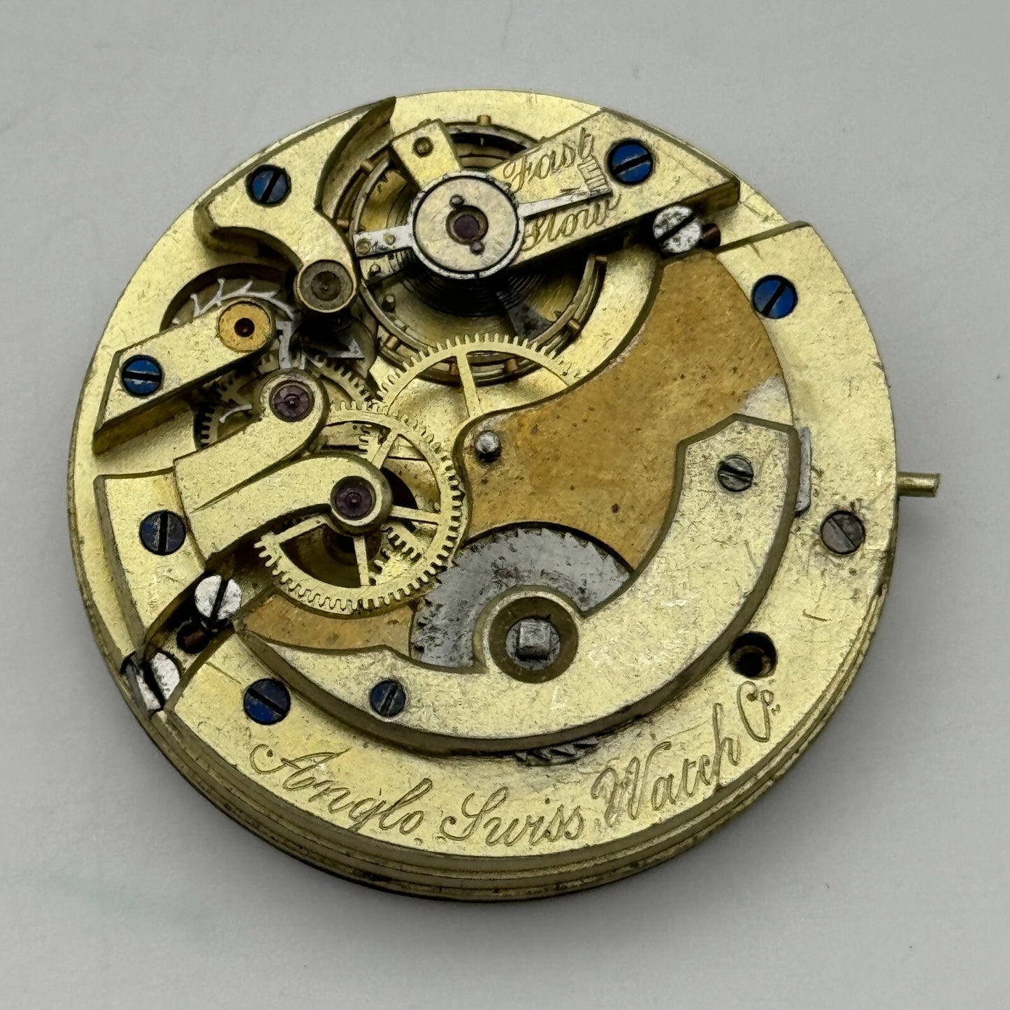 38.6mm Antique Open Face Longines ? Anglo Swiss Pocket Watch Movement PARTS