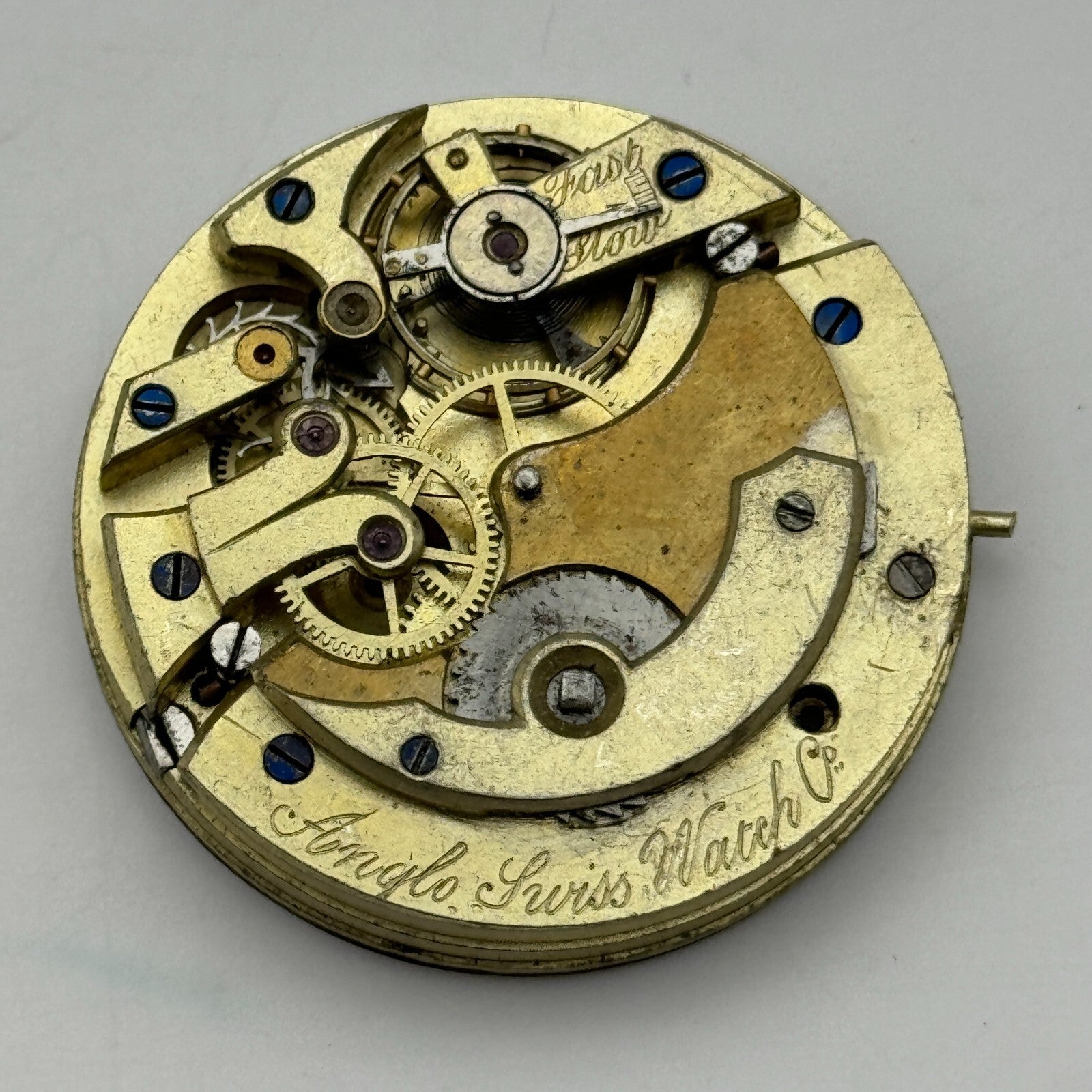 38.6mm Antique Open Face Longines ? Anglo Swiss Pocket Watch Movement PARTS