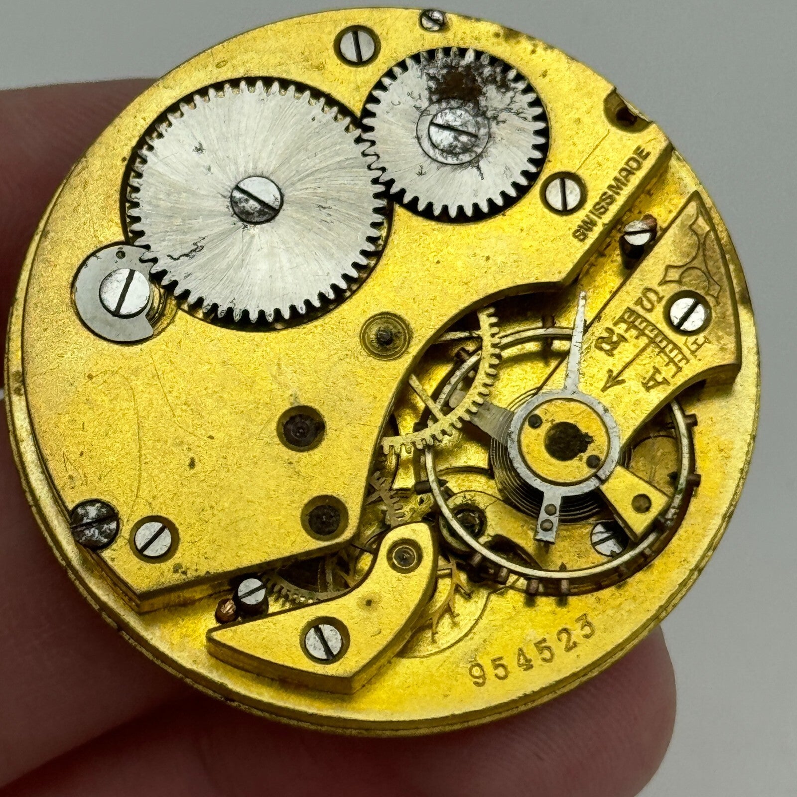 42.7mm Unidentified Swiss Sub Seconds Open Face Pocket Watch Movement PARTS