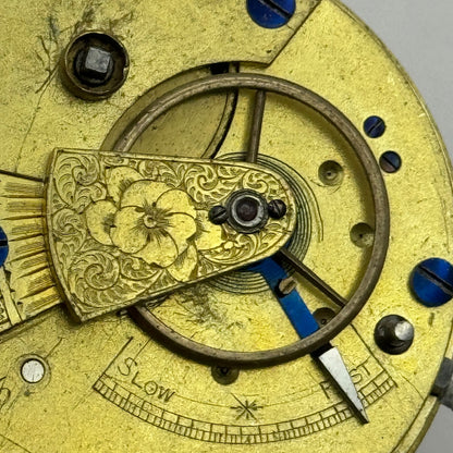 43.2mm Antique Key Wound Pocket Watch Movement PARTS REPAIR SPARES