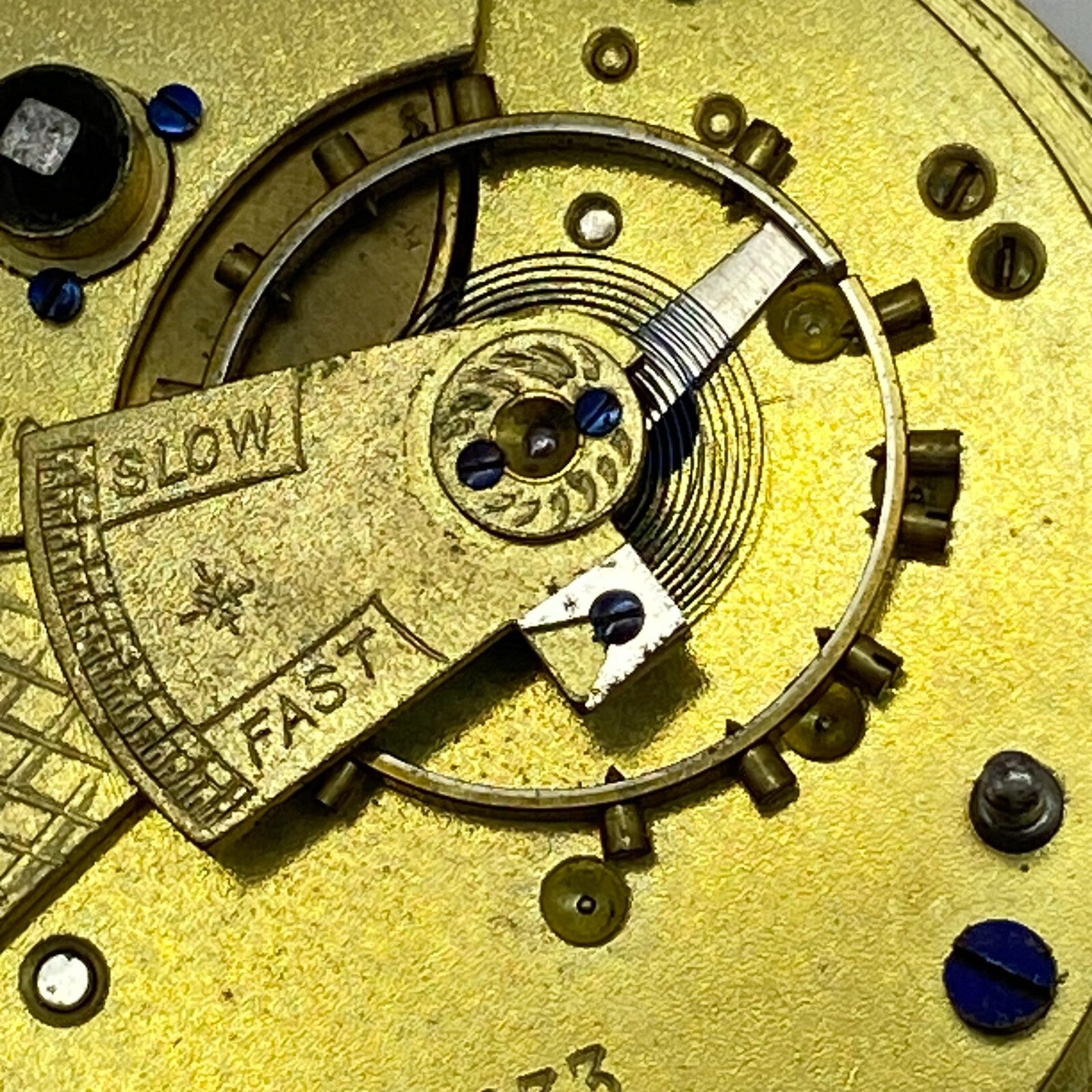 44.6mm Antique Key Wound Reversing Pinion Pocket Watch Movement PARTS REPAIR