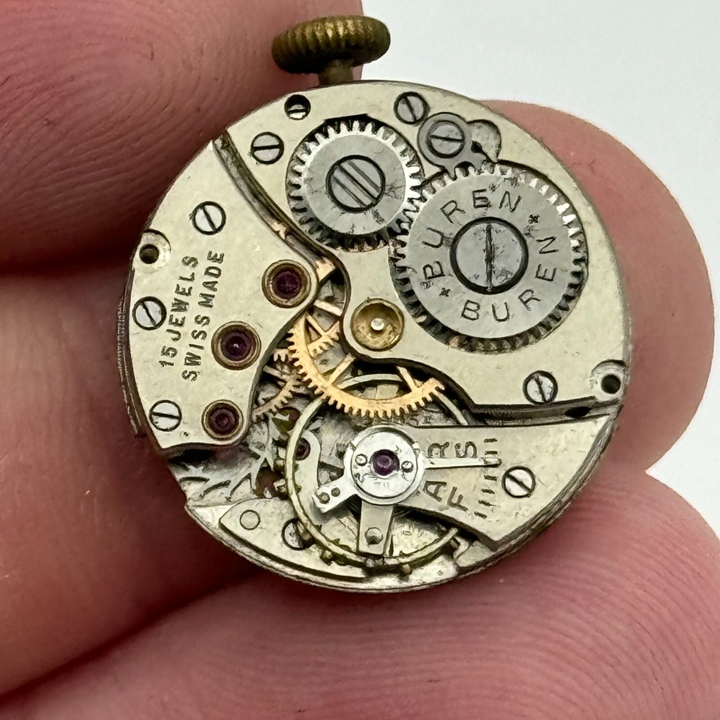19.6mm Running Buren Cal 355 Manual Wind Swiss Watch Movement Vintage PARTS