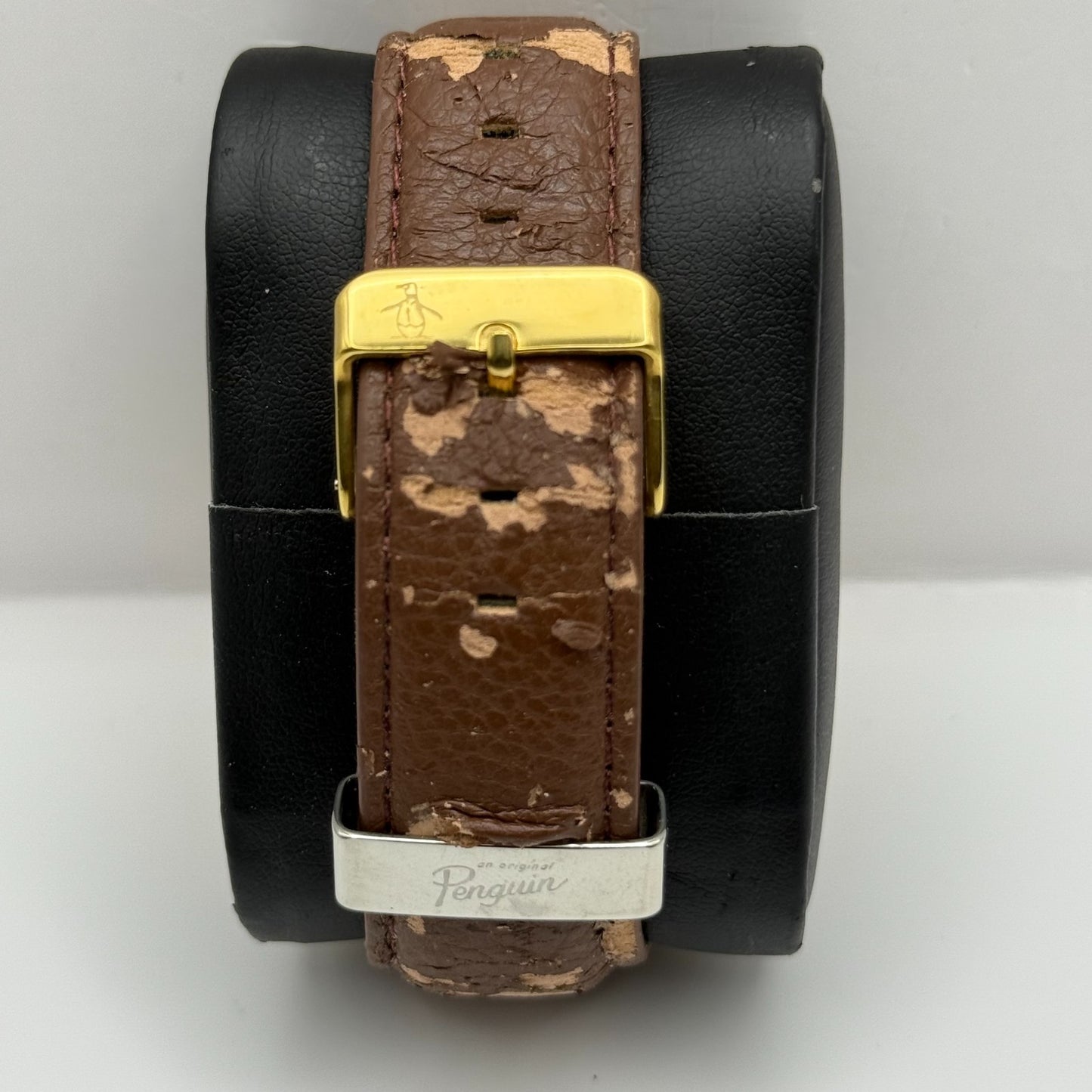 An Original Penguin Digital Quartz Watch Gold Tone Case Japan Working 41mm