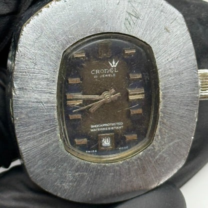 36mm Men’s Vintage Cronel Shock Protected Date Dial Swiss Watch PARTS REPAIR