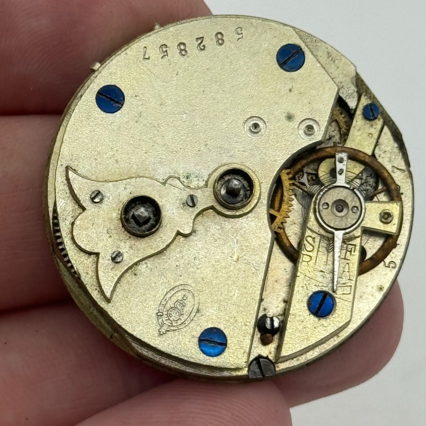 36.2mm Antique Unidentified Key Wound Pocket Watch Movement PARTS REPAIR SPARES