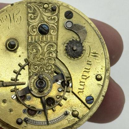 43.3mm Antique Henry Taylor London Quality Fusee Pocket Watch Movement - PARTS