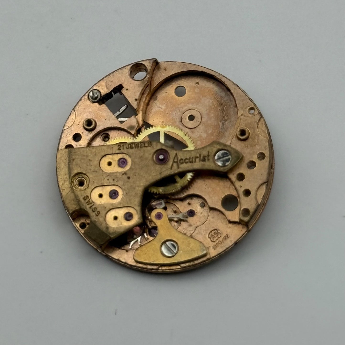 AS 1890/92 Watch Movement Main Plate Manual Wind Vintage Swiss Parts 23.6mm