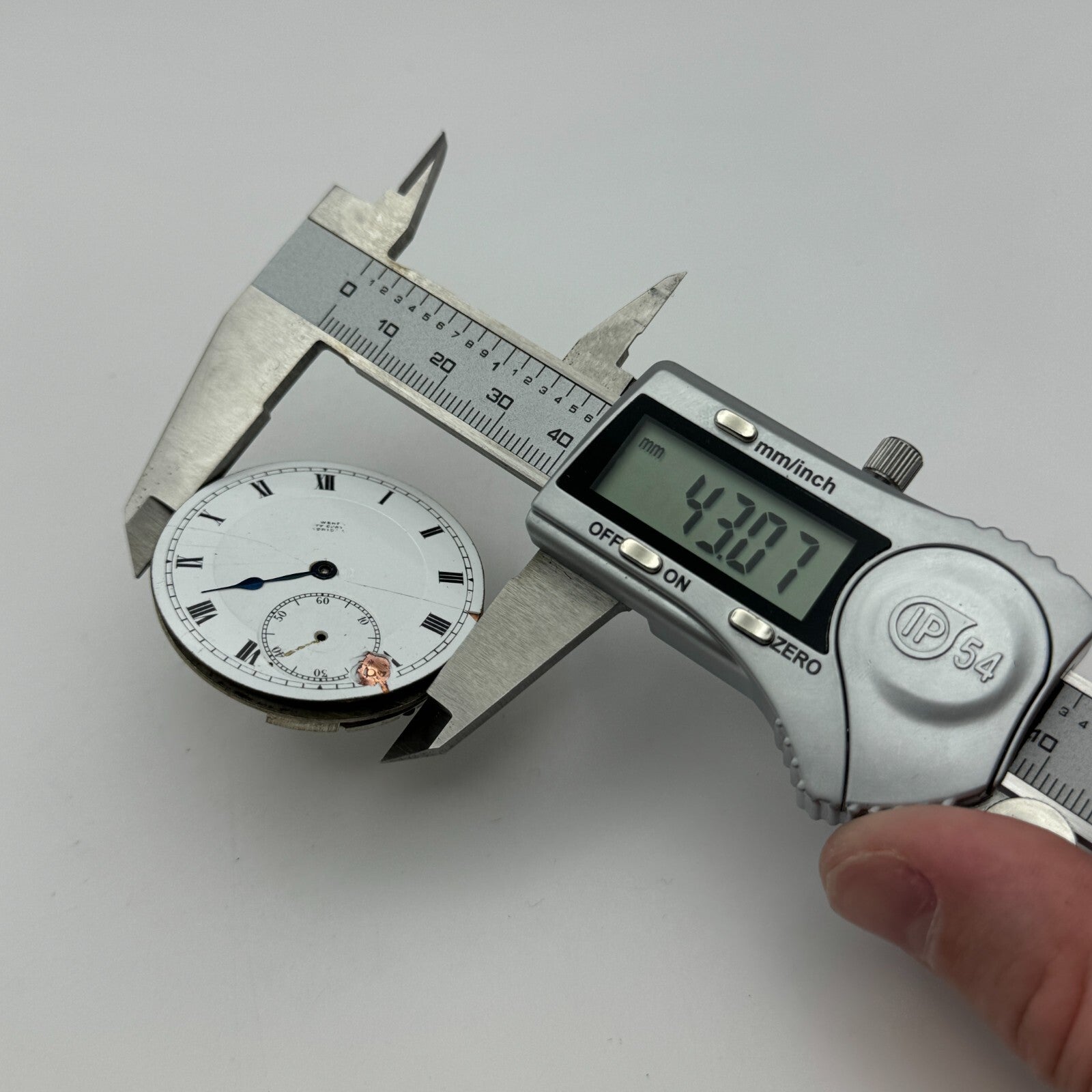 43mm Unidentified High Grade 17 Jewels Swiss Pocket Watch Movement PARTS