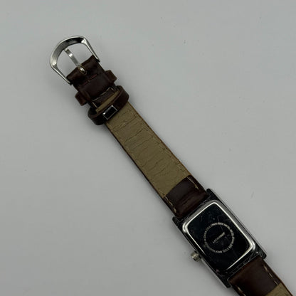 Alpine Ladies Quartz Watch Rectangle Dial Brown Leather Strap Japan Working 18mm