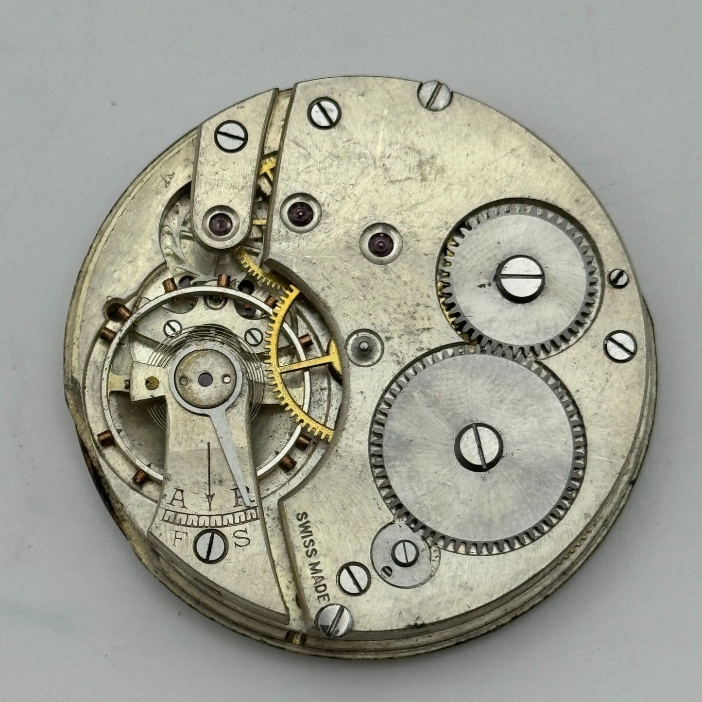 42.2mm Vintage Balance Ok Sub Seconds Swiss Pocket Watch Movement PARTS REPAIR