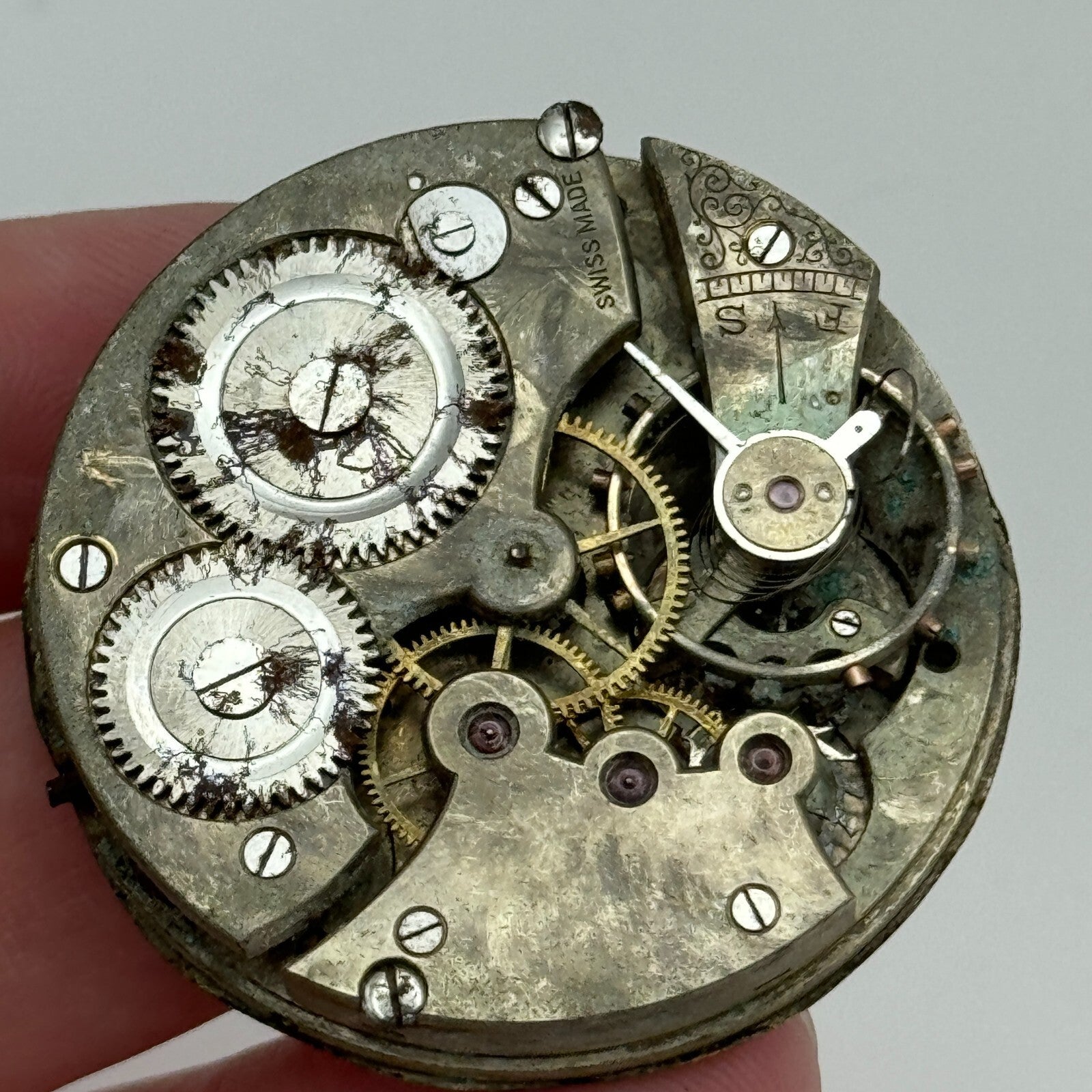 42.3mm J Hewitt Coventry Unique Swiss Made Hunter Pocket Watch Movement PARTS