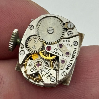 12.7mm Ladies Hamilton Cal 757 Manual Wind 22 Jewels Swiss Watch Movement PARTS