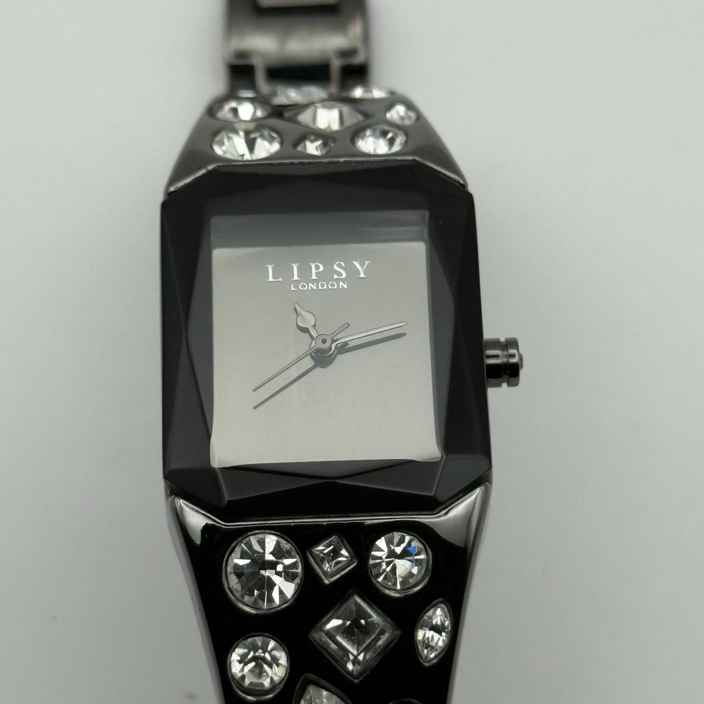Lipsy London Ladies Quartz Watch Rectangular Black Dial Bracelet Working 22mm
