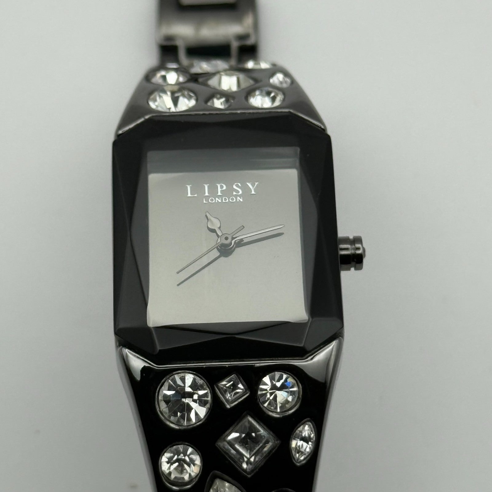 Lipsy London Ladies Quartz Watch Rectangular Black Dial Bracelet Working 22mm