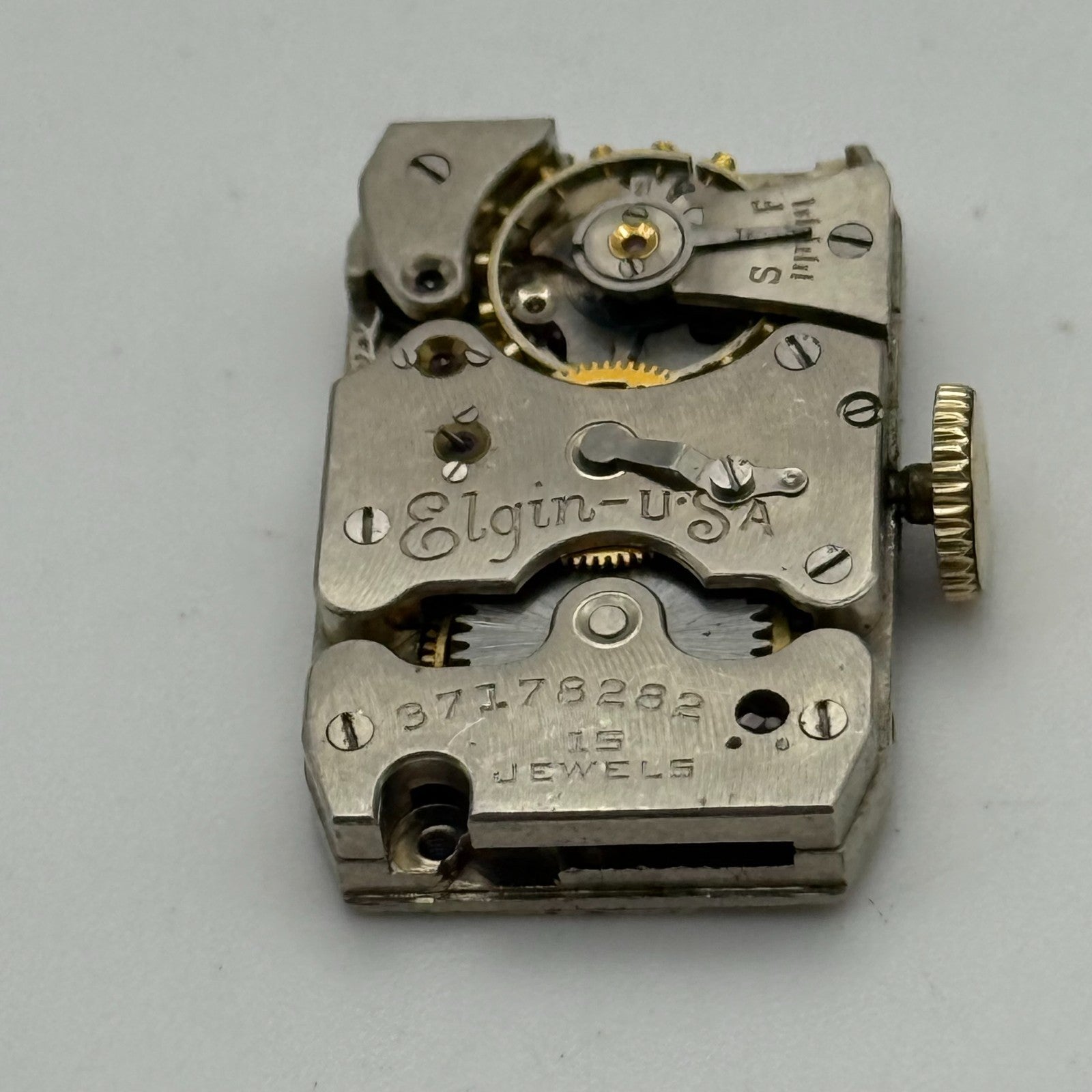 Running 1938 Vintage 18/0s Elgin 522 Model 1 American Watch Movement FOR PARTS