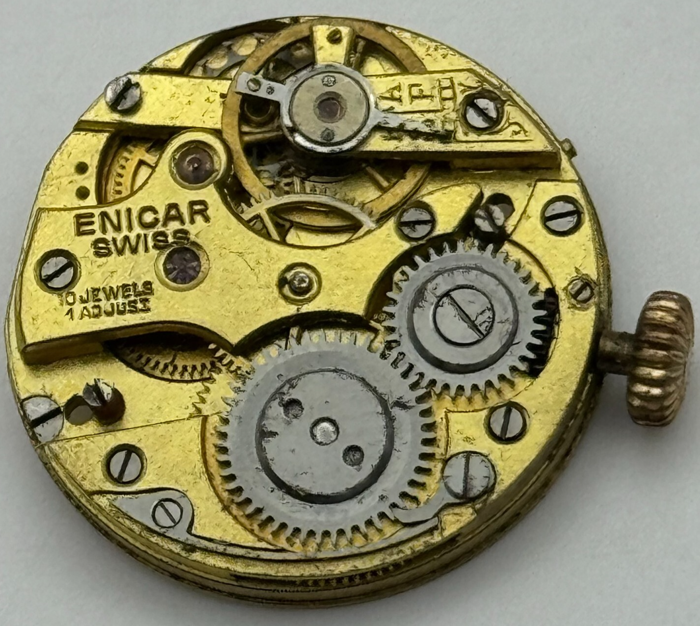 23.6mm Rare Antique Enicar Trench Watch Movement Manual Wind Swiss Vintage PARTS
