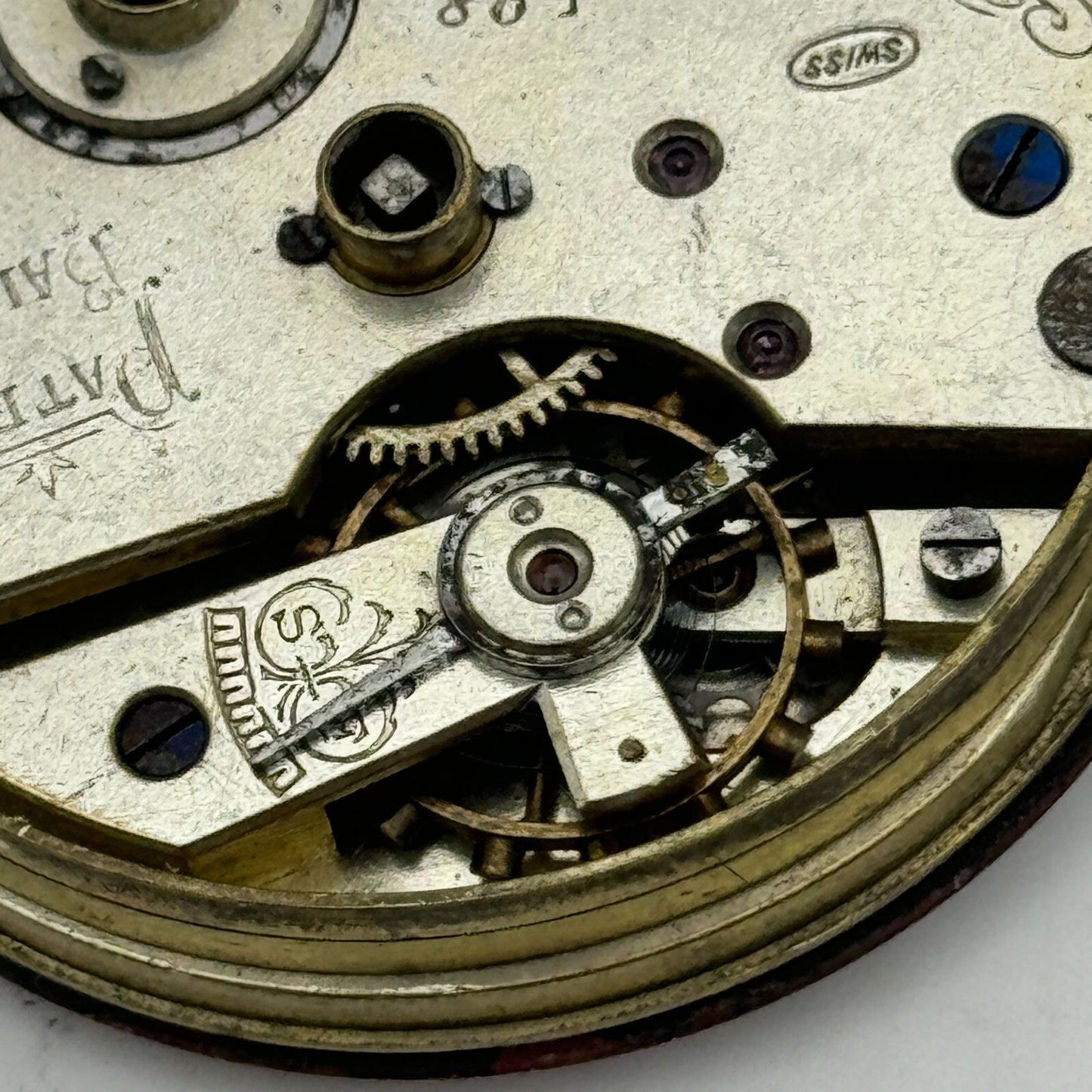 44.1mm Antique H Samuel Manchester Patent Balance Pocket Watch Movement PARTS