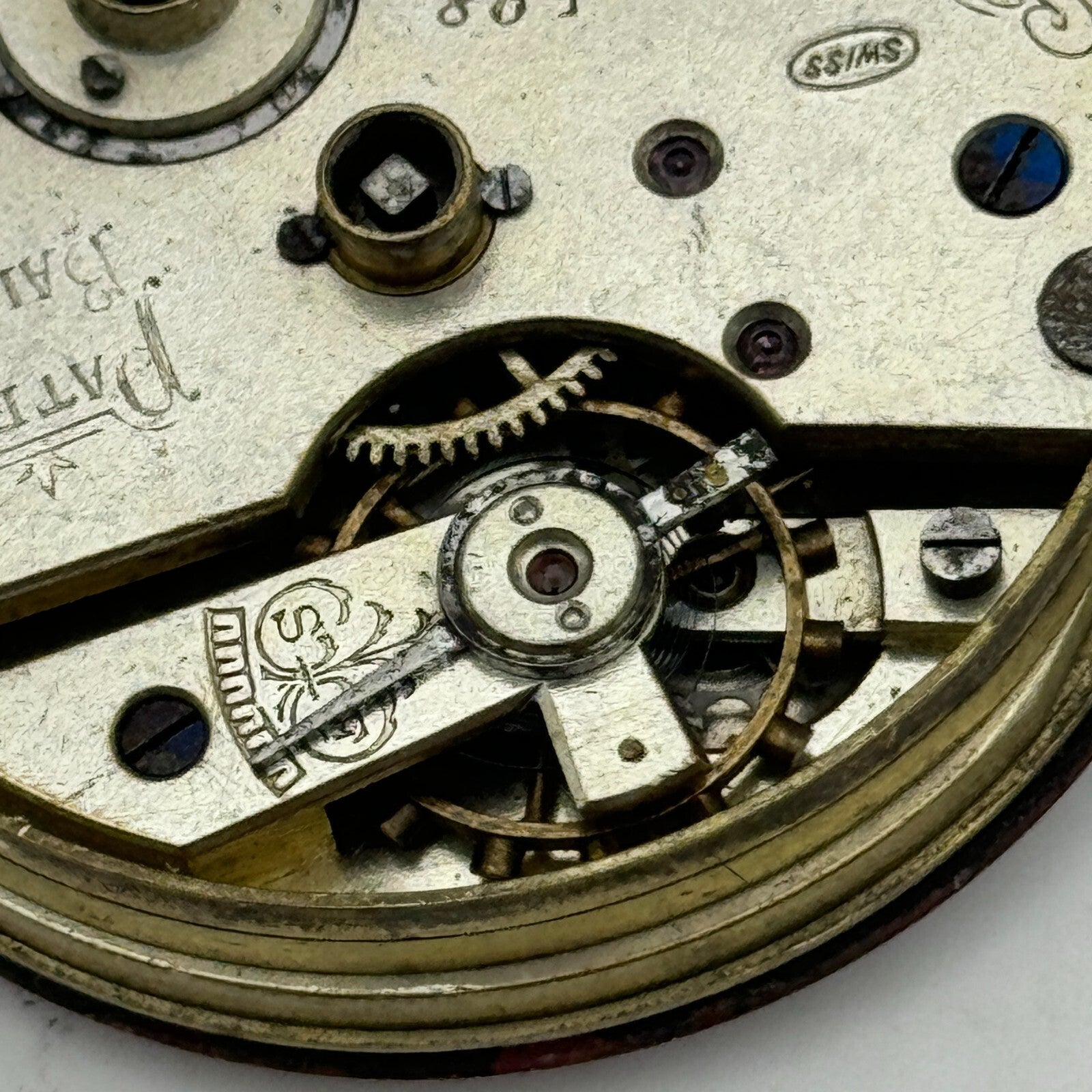 44.1mm Antique H Samuel Manchester Patent Balance Pocket Watch Movement PARTS