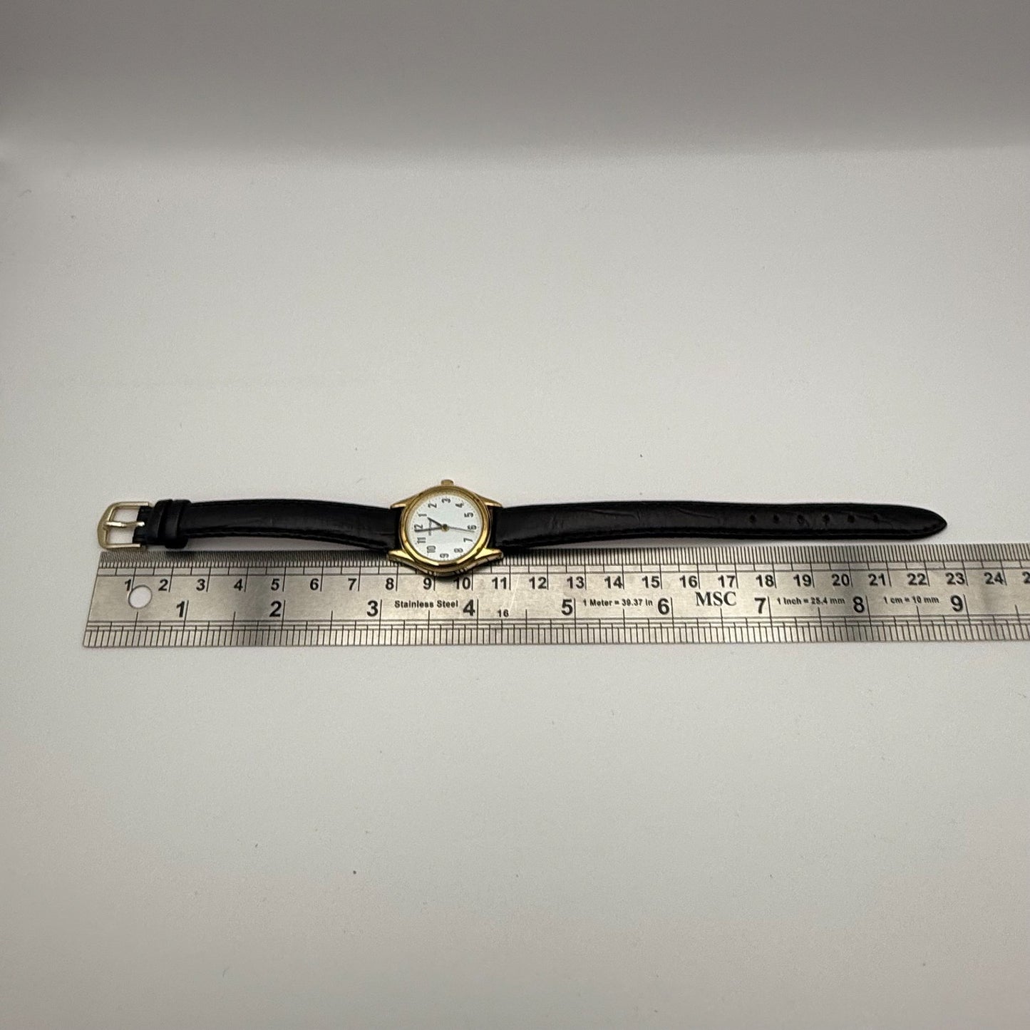 Sekonda Ladies Quartz Watch Gold Tone White Dial Leather Strap Working 25mm