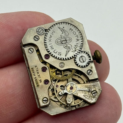 20.7mm Kendal & Dent Rotary Maximus Rare Tank Watch Movement Manual Wind PARTS