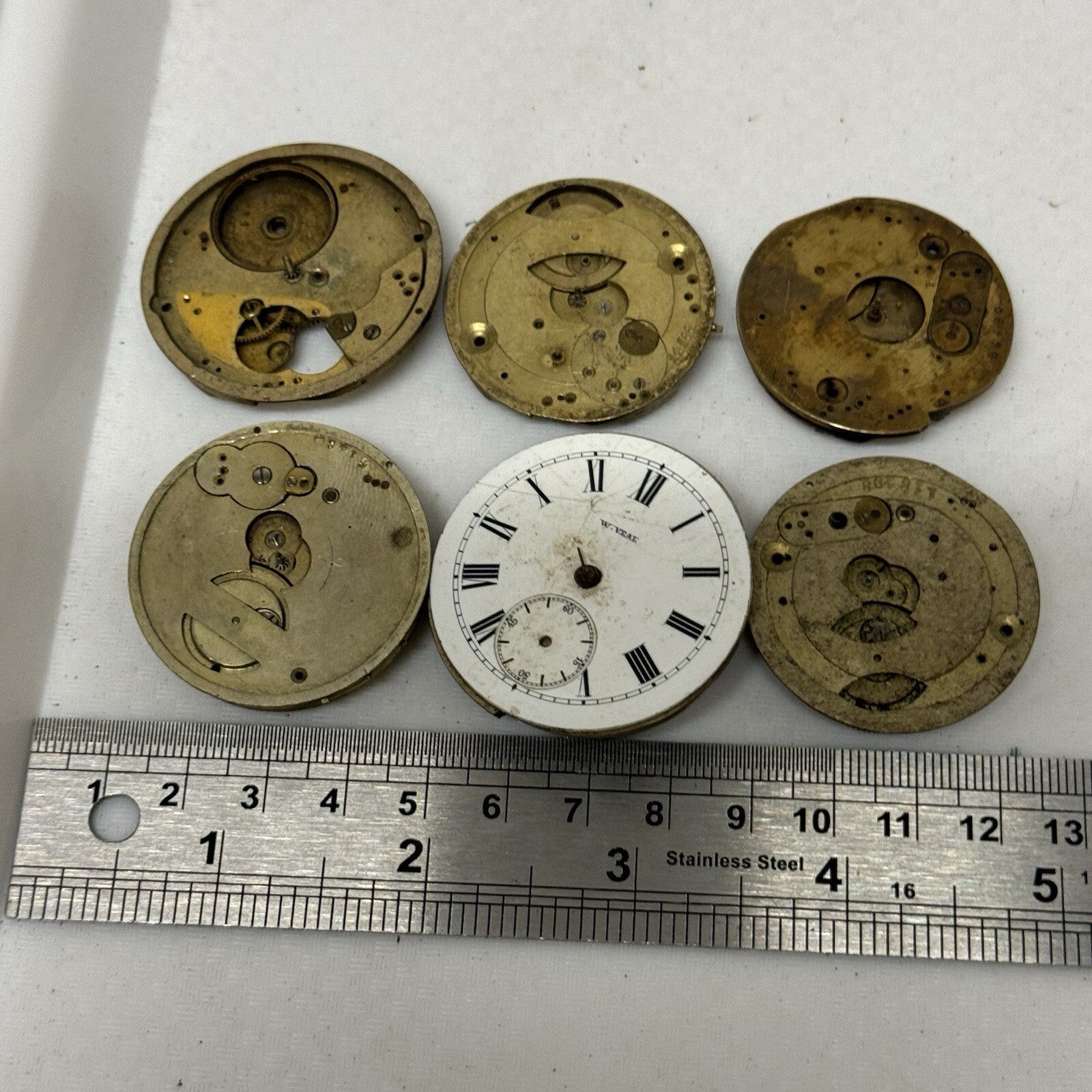 6 X Antique Key Wound Pocket Watch Movements Parts Repair Watchmakers Job Lot