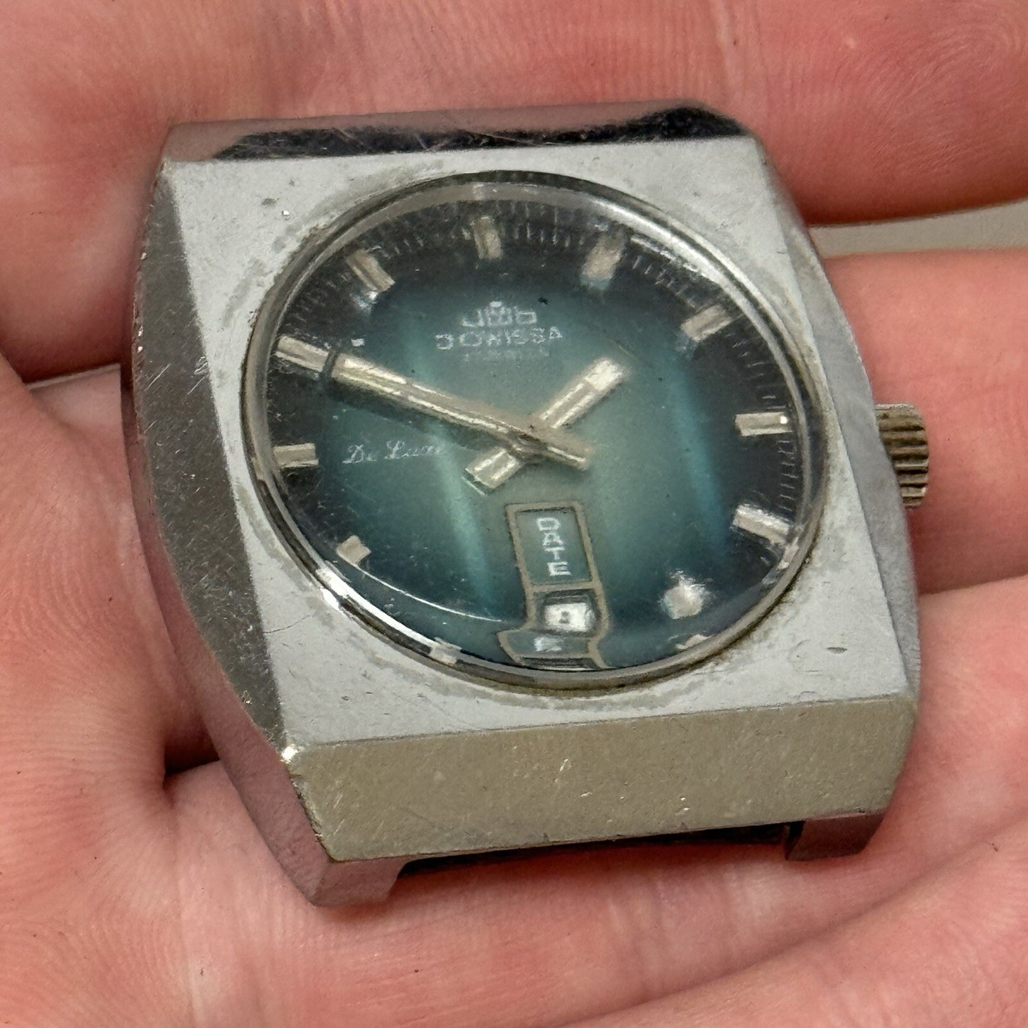37mm Gents Jowissa De Luxe Large Date Dial Watch Head FOR PARTS TO RESTORE