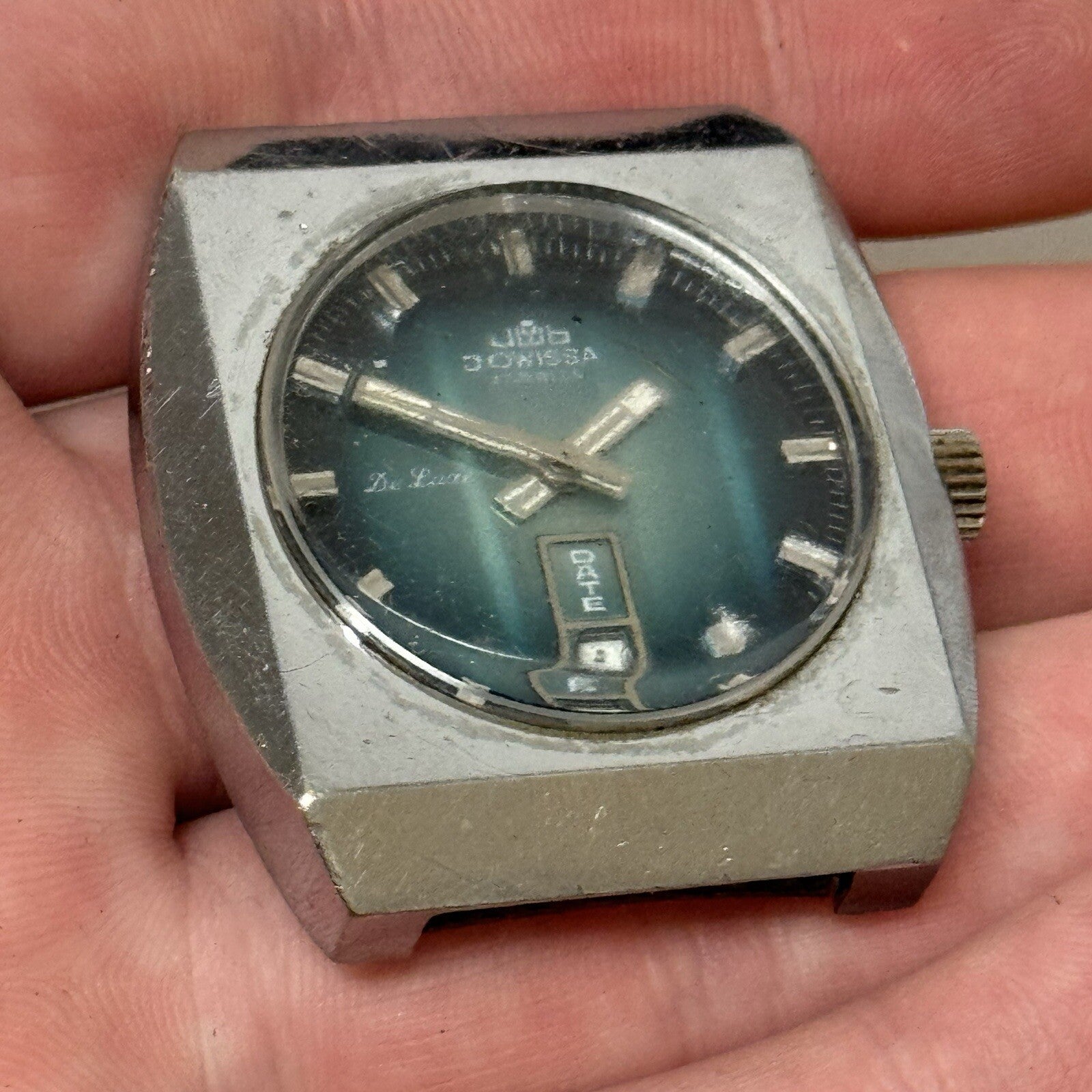 37mm Gents Jowissa De Luxe Large Date Dial Watch Head FOR PARTS TO RESTORE