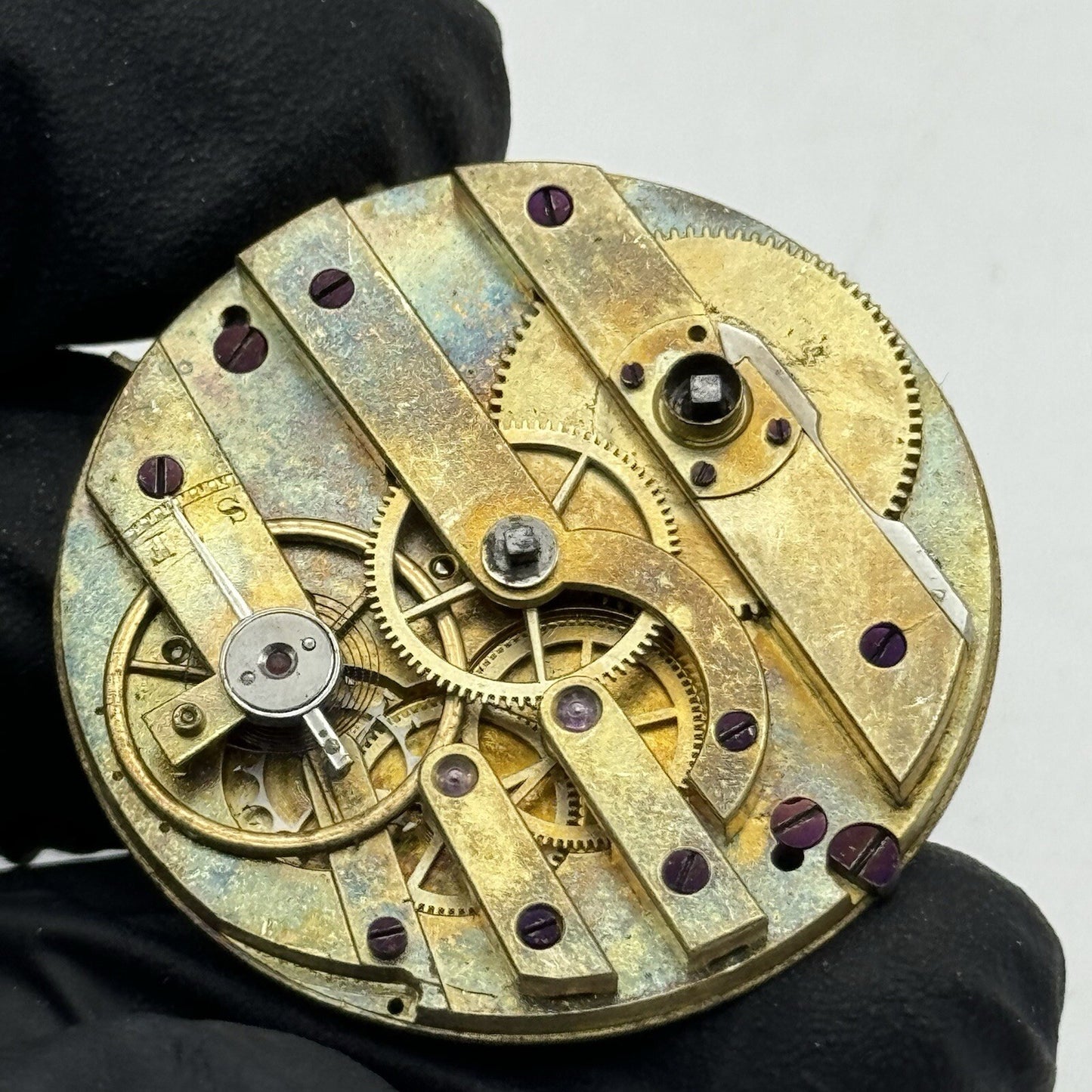 36.2mm Oxidised Cylinder Pocket Watch Movement No Dial Hands FOR PARTS