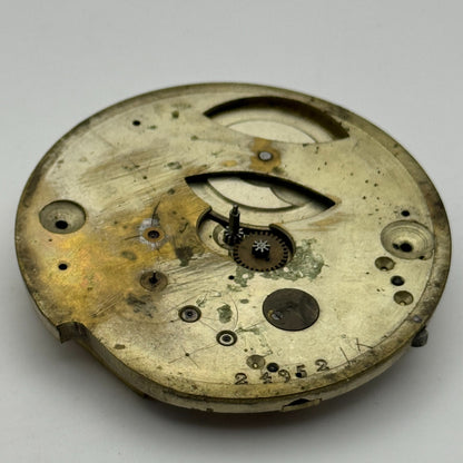 45.3mm Antique Key Wound Balance Intact Pocket Watch Movement PARTS REPAIR SPARE