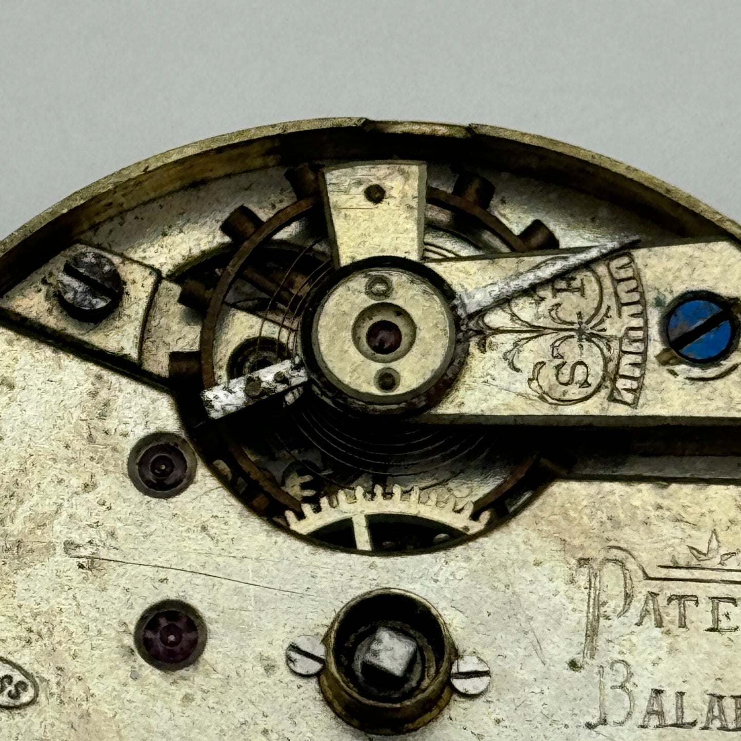 43.8mm Antique H Samuel Manchester Patent Balance Pocket Watch Movement PARTS