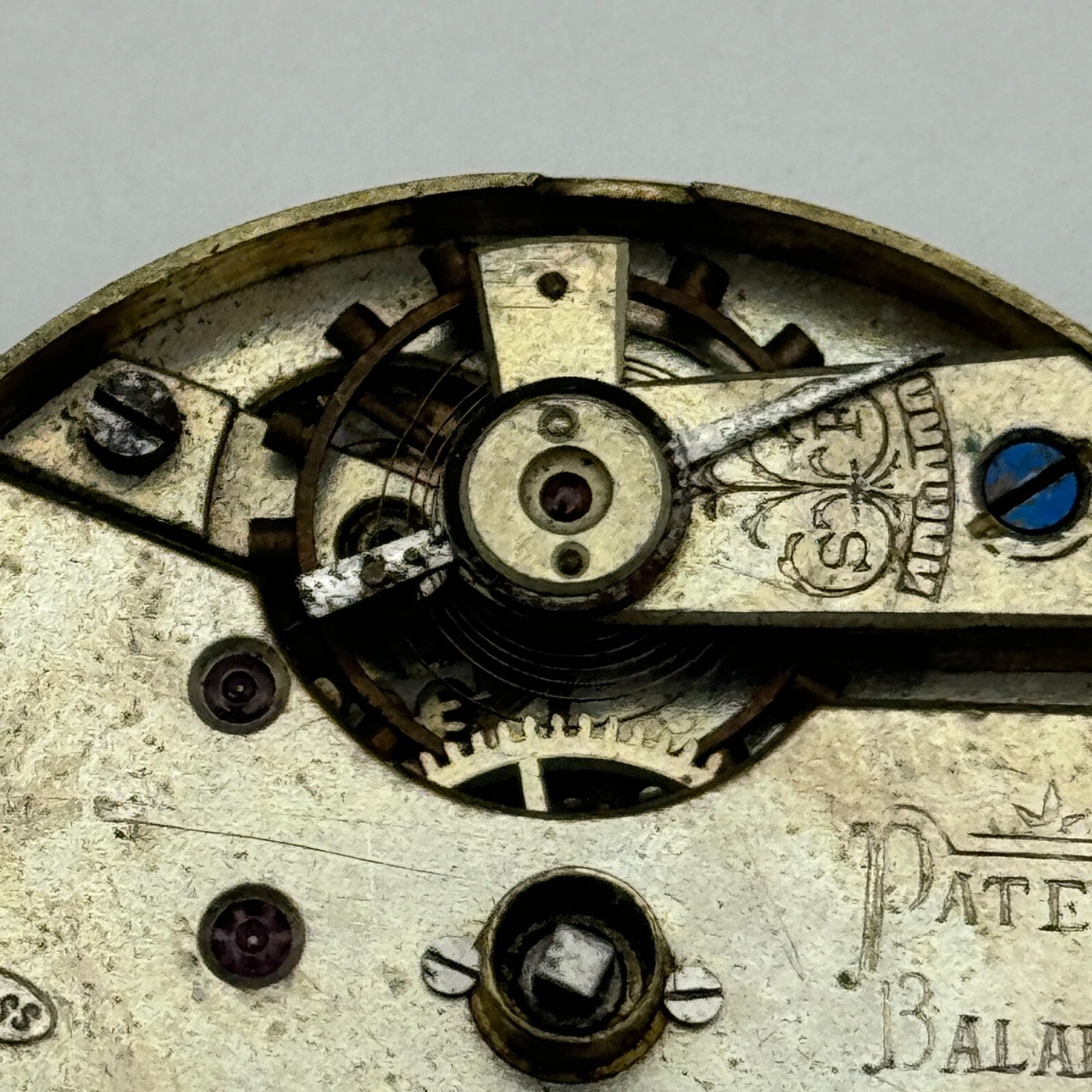 43.8mm Antique H Samuel Manchester Patent Balance Pocket Watch Movement PARTS