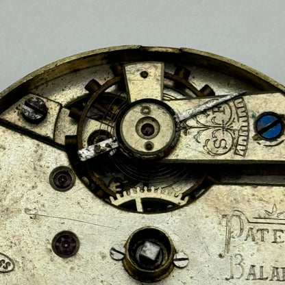 43.8mm Antique H Samuel Manchester Patent Balance Pocket Watch Movement PARTS