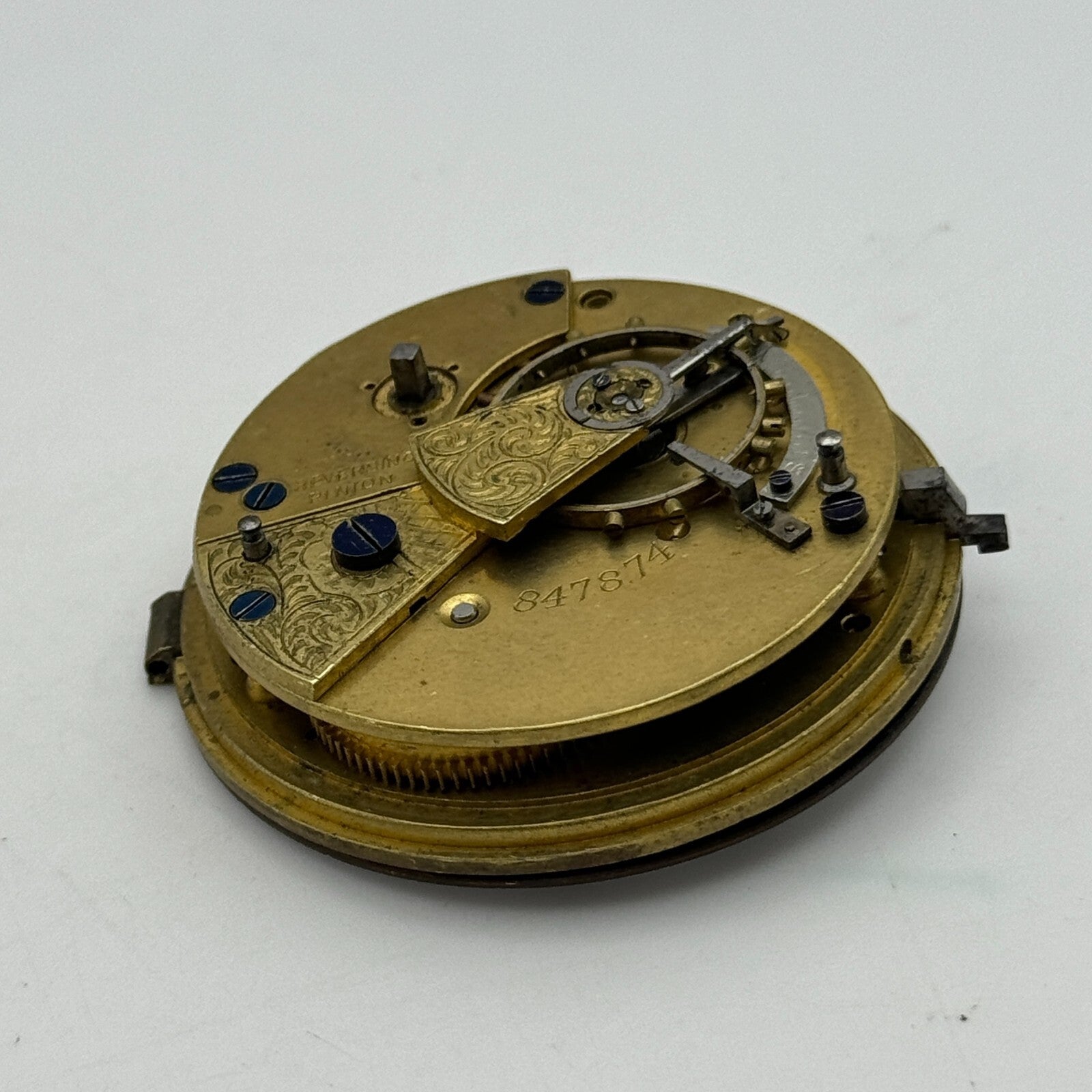 44.6mm Antique John Wilson Ossett Key Wound Pocket Watch Movement PARTS REPAIR
