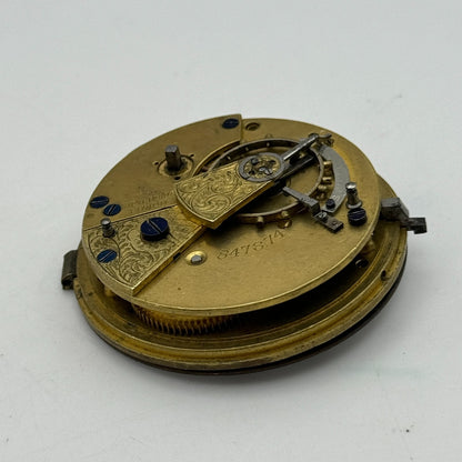 44.6mm Antique John Wilson Ossett Key Wound Pocket Watch Movement PARTS REPAIR
