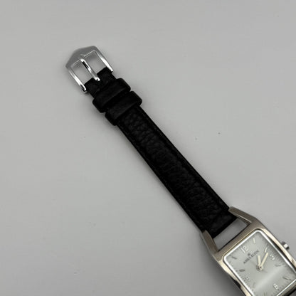 Anne Klein Ladies Quartz Watch White Dial Black Leather Strap Japan Working 18mm