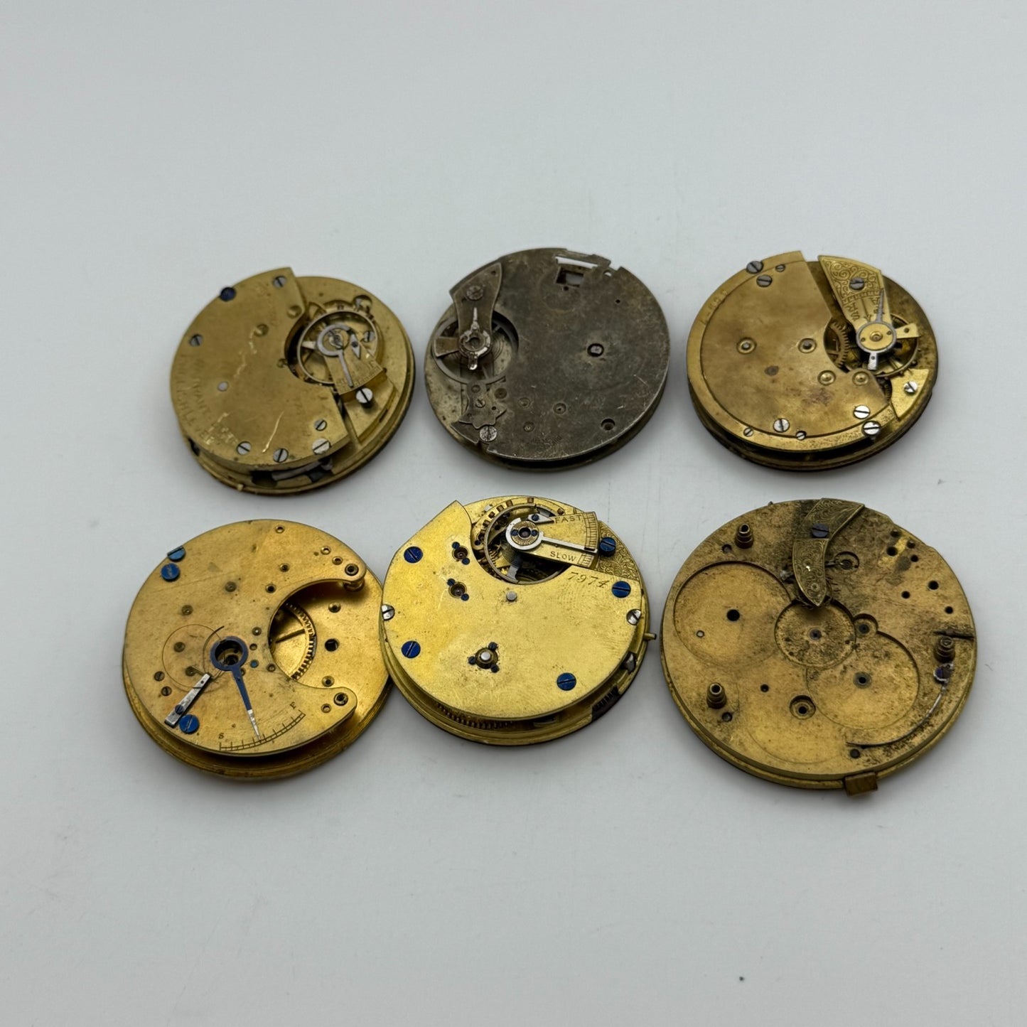 Bundle Of 6 Mixed Antique / Vintage Pocket Watch Movements PARTS REPAIR SPARES