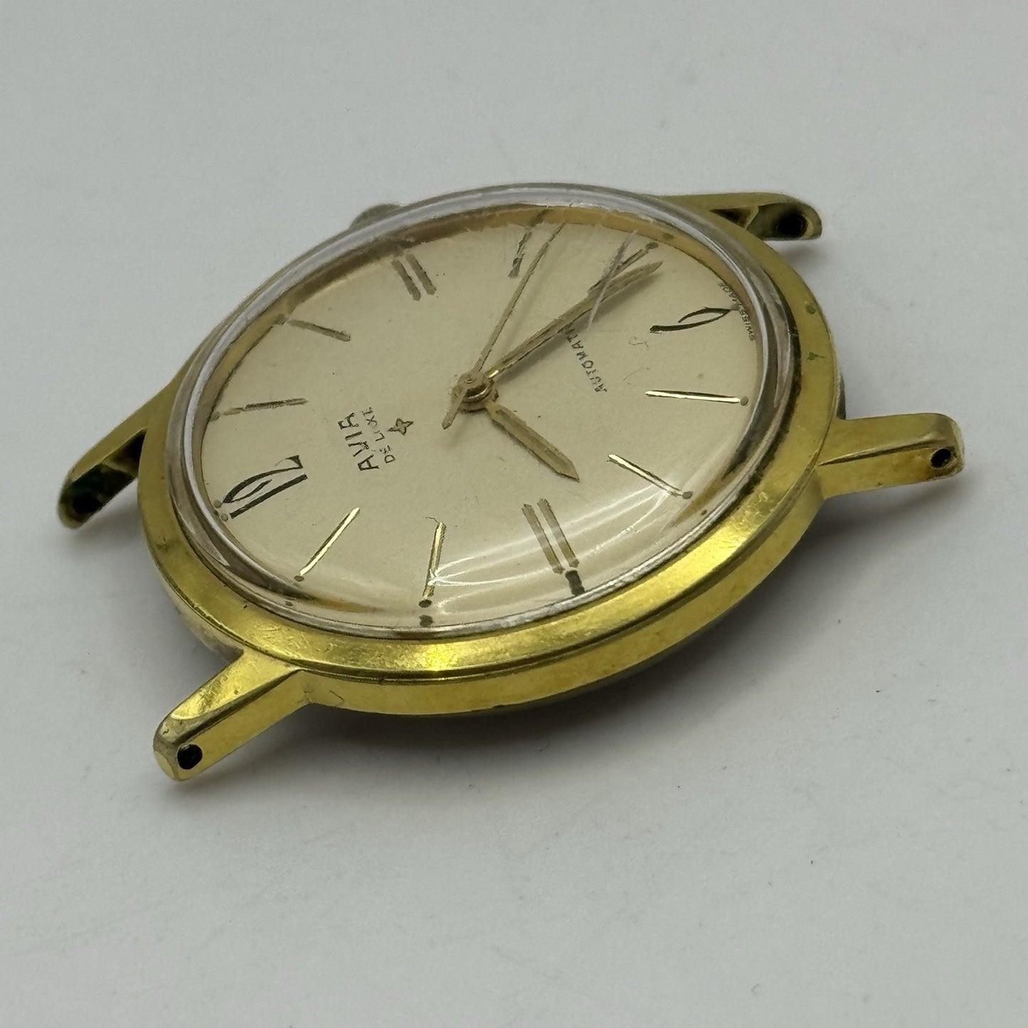 34mm Running Men’s Avia De Luxe Automatic Swiss Vintage Watch TO RESTORE / PARTS