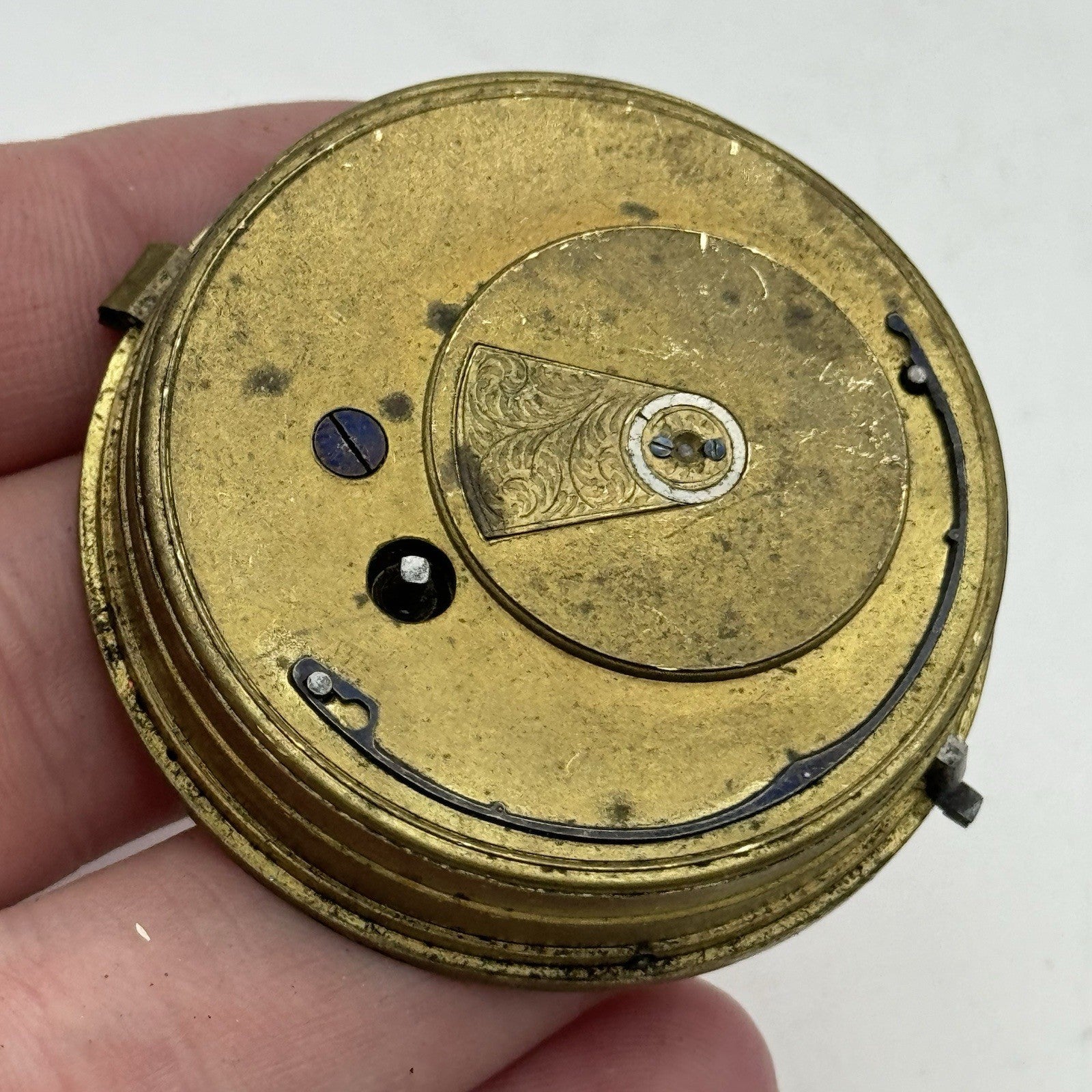 50mm A Yewdall Leeds English Fusee Pocket Watch Movement - Chain Present PARTS