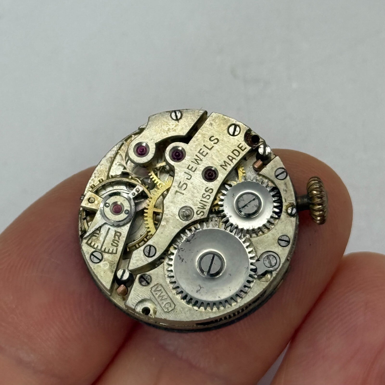 23.6mm Vintage Williams Twickenham V.W.C Trench Watch Movement Manual Wind PARTS