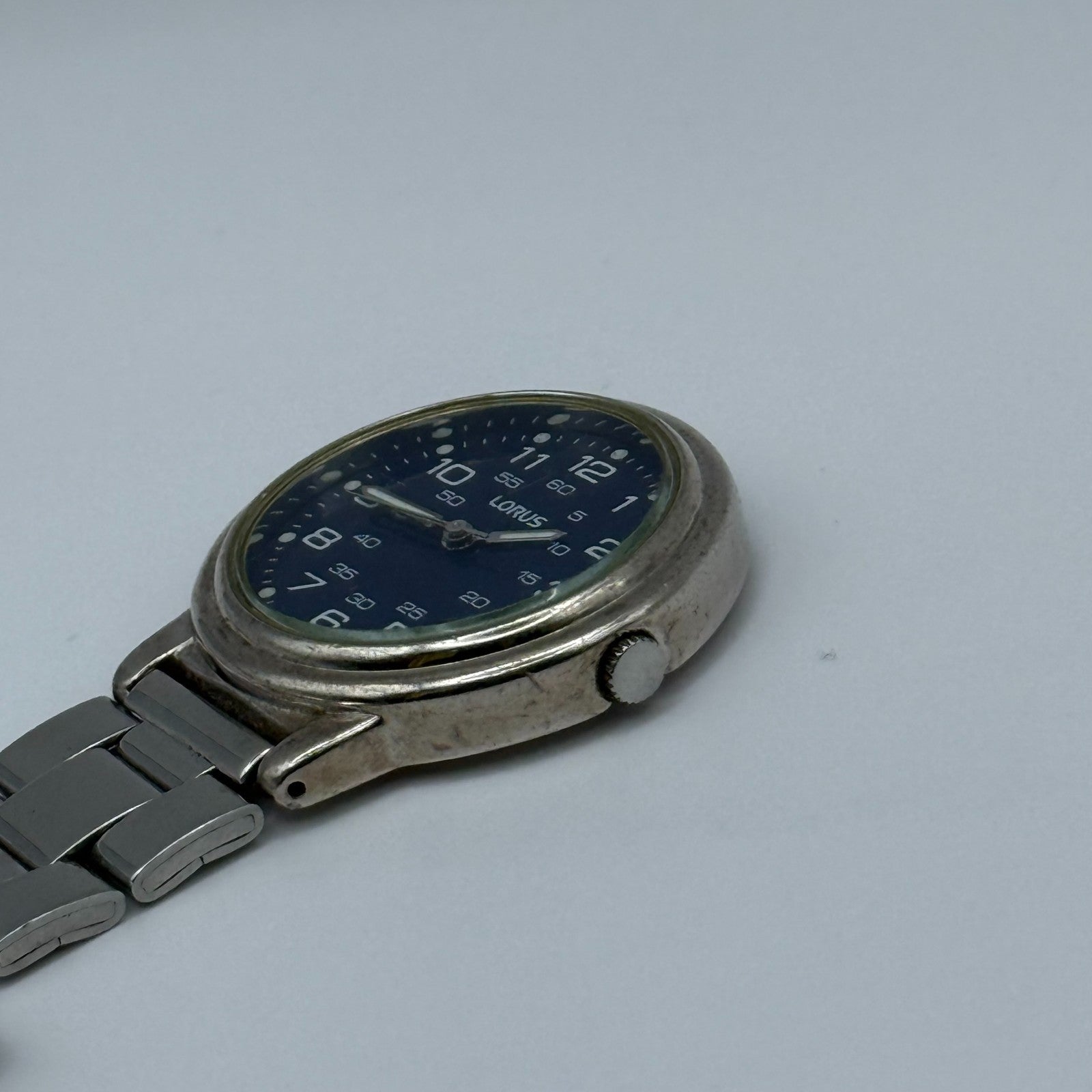 Lorus Quartz Fob Nurse Watch Blue Dial Base Metal Japan Working 29mm