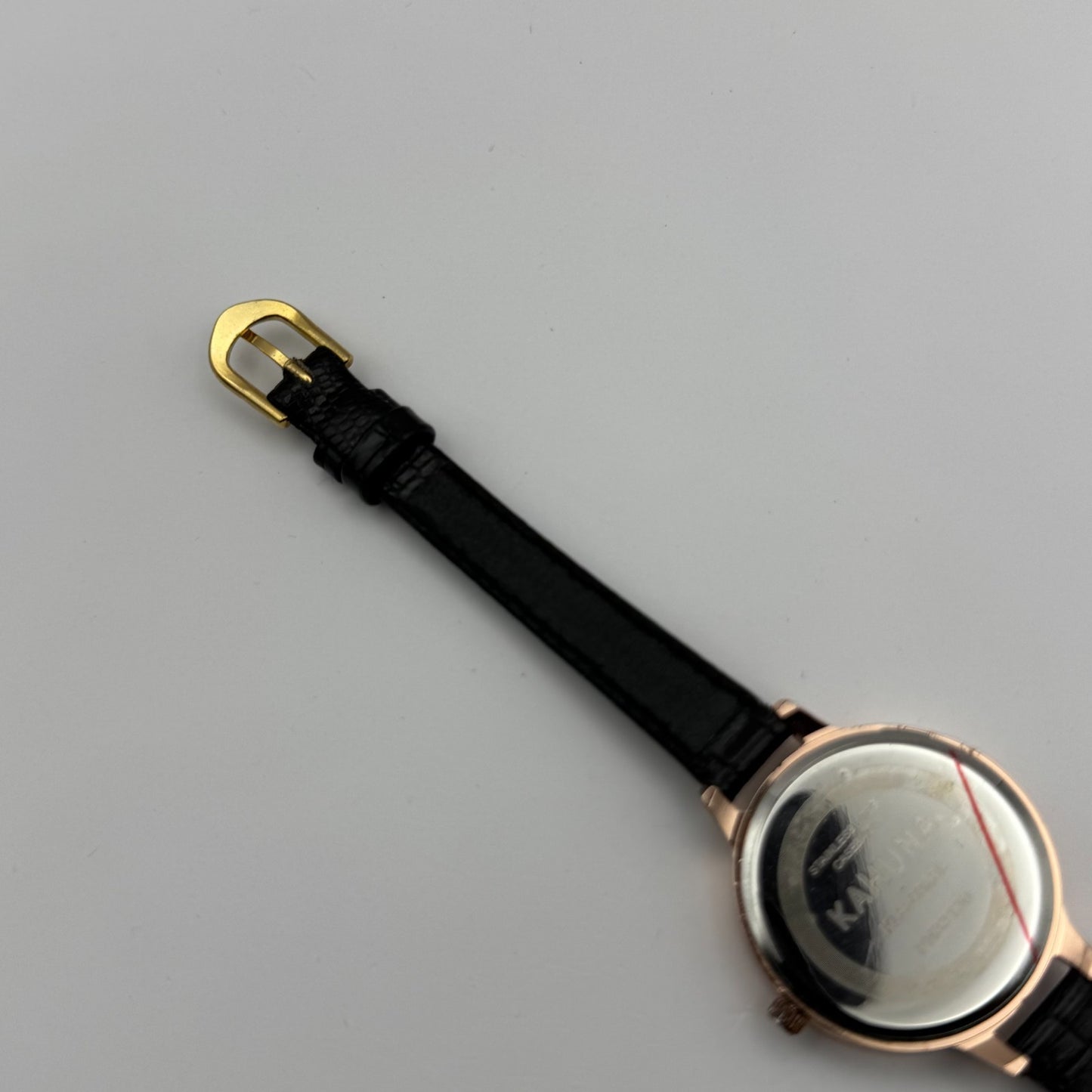 Kahuna Ladies Quartz Watch Floral Dial Black Leather Strap Working 30mm